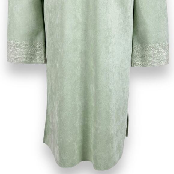 Solitare Embroidered Faux Suede Longline Jacket Women's Medium Mint Green - Picture 9 of 12